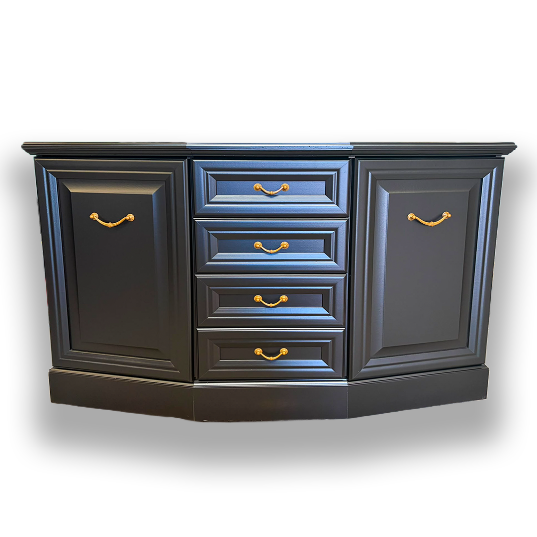 Black sideboard professionally spray painted
