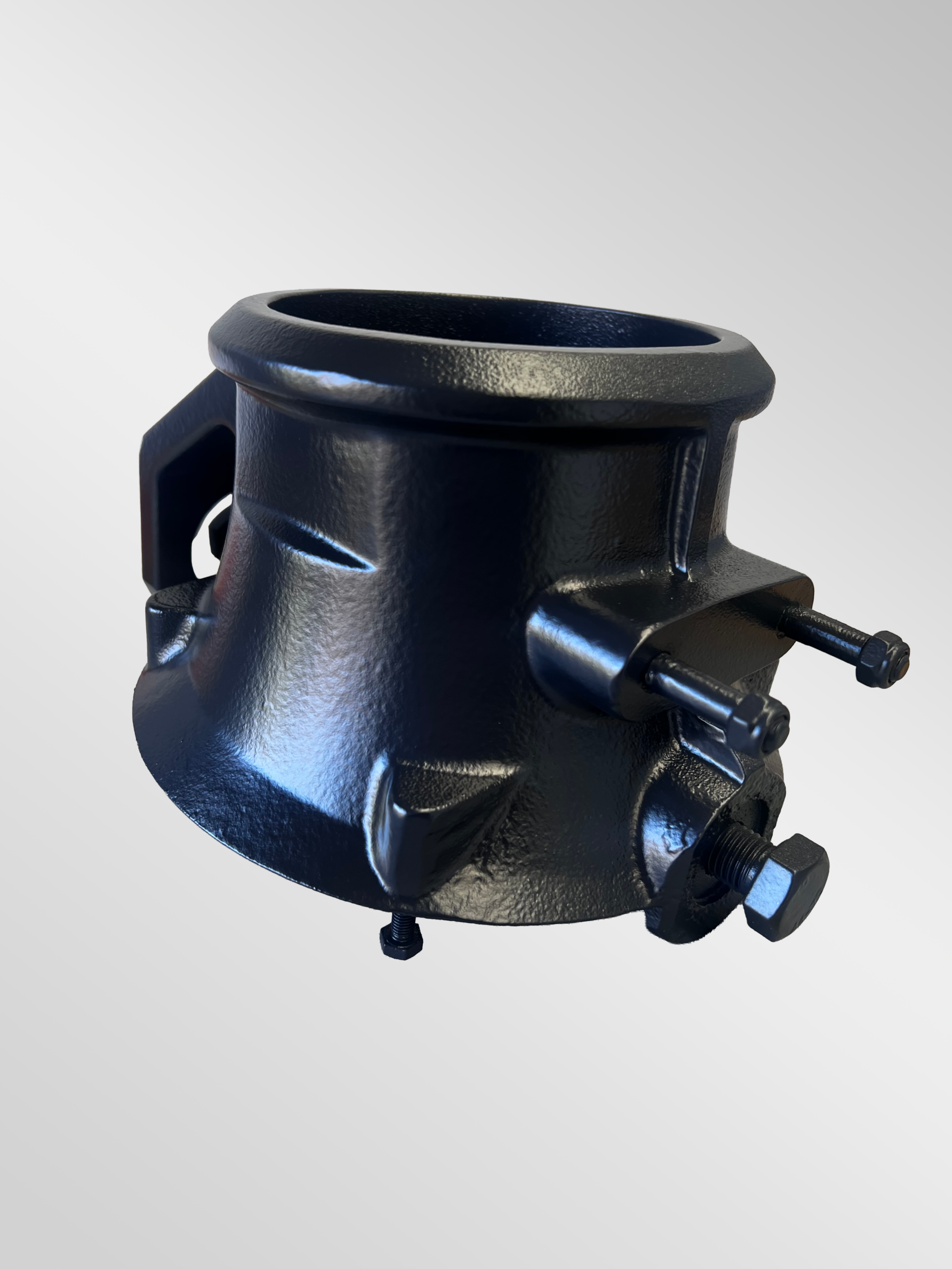 Marine couling spray painted black with protective coating