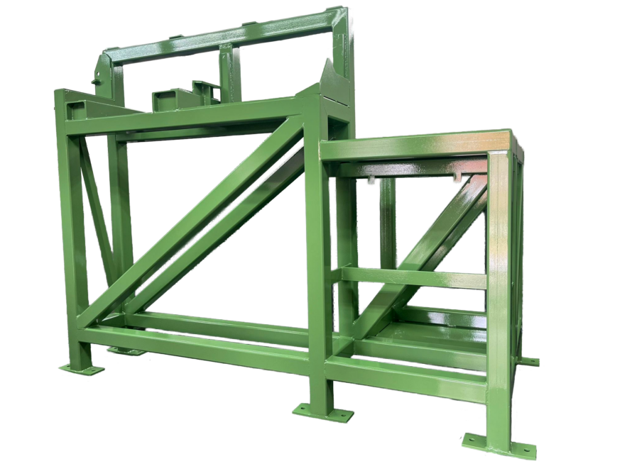 Industrial wet spraying of a large steel machine frame in Dorset